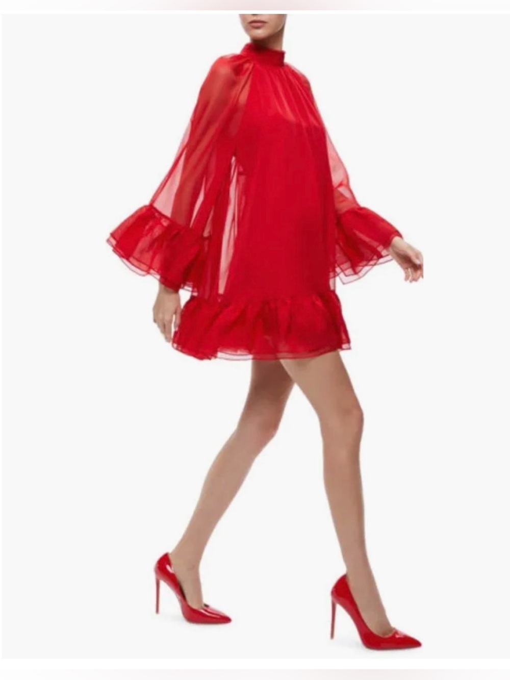 Alice + Olivia Erna Perfect Ruby Cape Sleeve Mini Dress